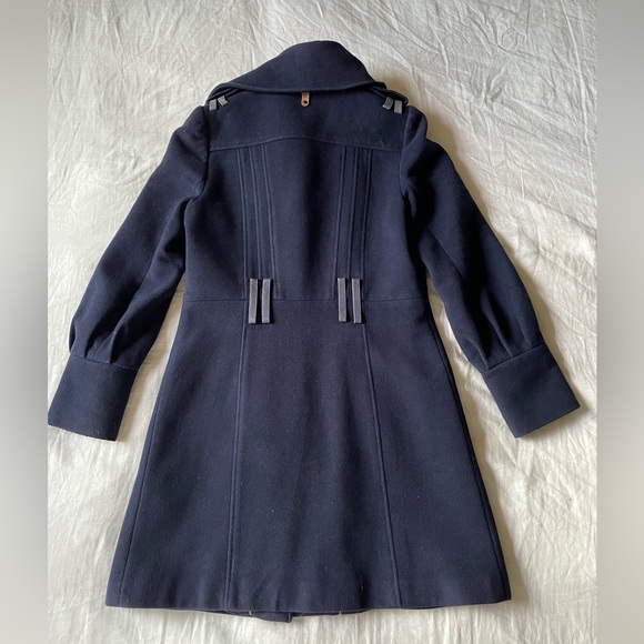 ❌Mackage Designer Navy Blue Belted Wool Coat - Picture 8 of 12